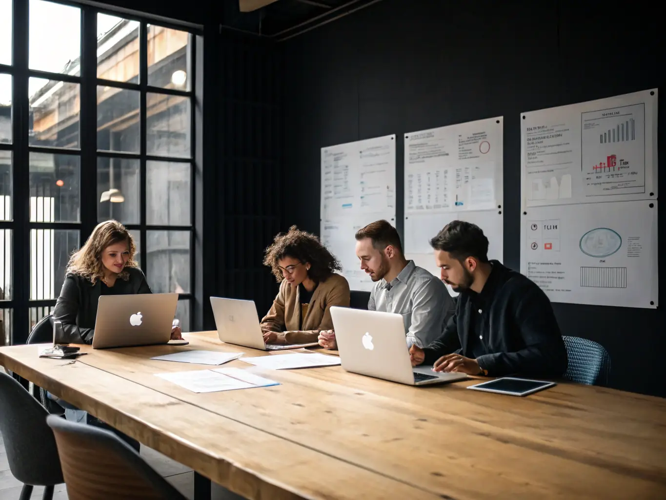 A vibrant marketing agency in Beirut, Lebanon, with creative professionals brainstorming ideas. The image should reflect creativity and collaboration.